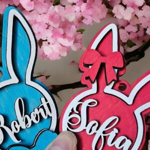 Intra απο ξύλο plywood 3mm-4mm πάχος – Εξατομικευμένη ετικέτα ονόματος Πάσχα λαγουδάκι Δίασταση  20x20 cm INTRAFABR-116833862