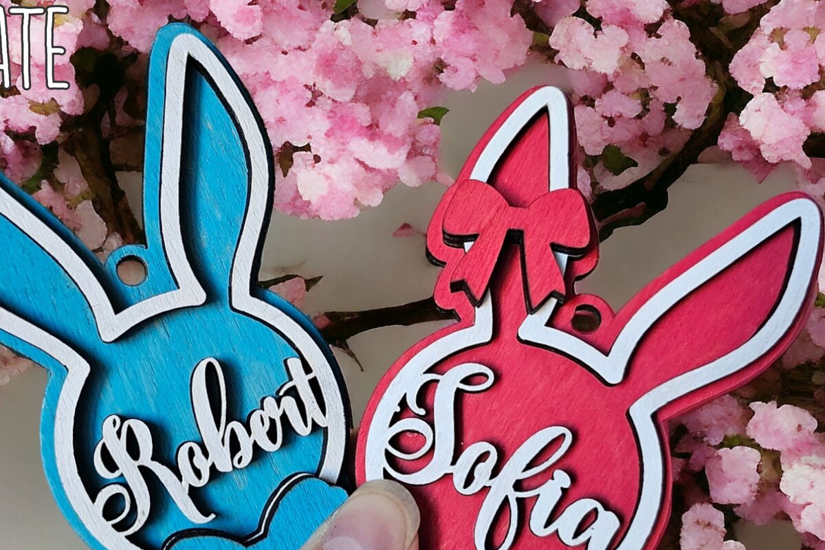 Intra απο ξύλο plywood 3mm-4mm πάχος – Εξατομικευμένη ετικέτα ονόματος Πάσχα λαγουδάκι Δίασταση  20x20 cm INTRAFABR-116833862