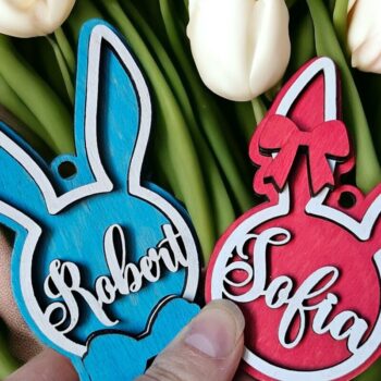 Intra απο ξύλο plywood 3mm-4mm πάχος – Εξατομικευμένη ετικέτα ονόματος Πάσχα λαγουδάκι Δίασταση  20x20 cm INTRAFABR-116833862 - Image 3