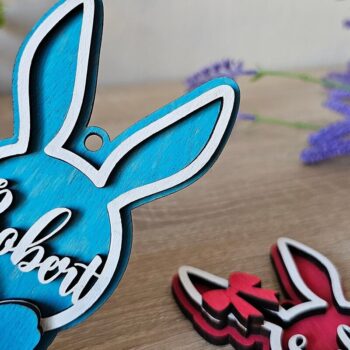 Intra απο ξύλο plywood 3mm-4mm πάχος – Εξατομικευμένη ετικέτα ονόματος Πάσχα λαγουδάκι Δίασταση  20x20 cm INTRAFABR-116833862 - Image 4