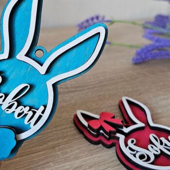 Intra απο ξύλο plywood 3mm-4mm πάχος – Εξατομικευμένη ετικέτα ονόματος Πάσχα λαγουδάκι Δίασταση  20x20 cm INTRAFABR-116833862 - Image 5