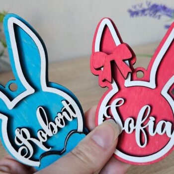Intra απο ξύλο plywood 3mm-4mm πάχος – Εξατομικευμένη ετικέτα ονόματος Πάσχα λαγουδάκι Δίασταση  20x20 cm INTRAFABR-116833862 - Image 6
