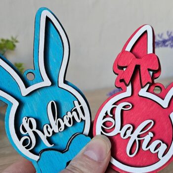 Intra απο ξύλο plywood 3mm-4mm πάχος – Εξατομικευμένη ετικέτα ονόματος Πάσχα λαγουδάκι Δίασταση  20x20 cm INTRAFABR-116833862 - Image 7