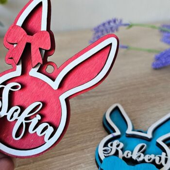 Intra απο ξύλο plywood 3mm-4mm πάχος – Εξατομικευμένη ετικέτα ονόματος Πάσχα λαγουδάκι Δίασταση  20x20 cm INTRAFABR-116833862 - Image 9