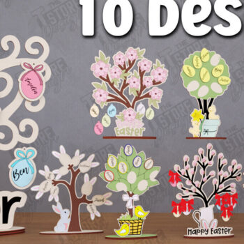 Intra απο ξύλο plywood 3mm-4mm πάχος – Εξατομικευμένη δέσμη πασχαλινών αυγών |CNC Δίασταση  20x20 cm INTRAFABR-116411541 - Image 1