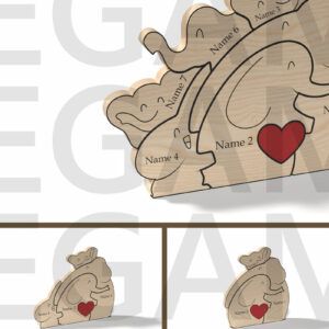 Intra απο ξύλο plywood 3mm-4mm πάχος – Εξατομικευμένο Elephant Family Puzzle Δίασταση  20x20 cm INTRAFABR-121878413