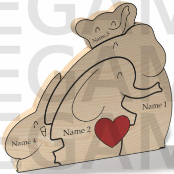 Intra απο ξύλο plywood 3mm-4mm πάχος – Εξατομικευμένο Elephant Family Puzzle Δίασταση  20x20 cm INTRAFABR-121878413 - Image 3