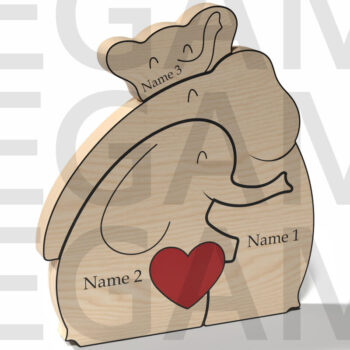 Intra απο ξύλο plywood 3mm-4mm πάχος – Εξατομικευμένο Elephant Family Puzzle Δίασταση  20x20 cm INTRAFABR-121878413 - Image 4
