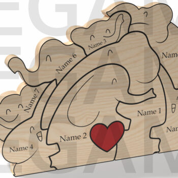 Intra απο ξύλο plywood 3mm-4mm πάχος – Εξατομικευμένο Elephant Family Puzzle Δίασταση  20x20 cm INTRAFABR-121878413 - Image 7