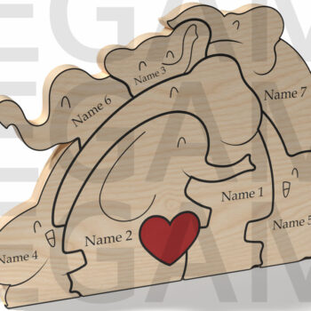 Intra απο ξύλο plywood 3mm-4mm πάχος – Εξατομικευμένο Elephant Family Puzzle Δίασταση  20x20 cm INTRAFABR-121878413 - Image 8