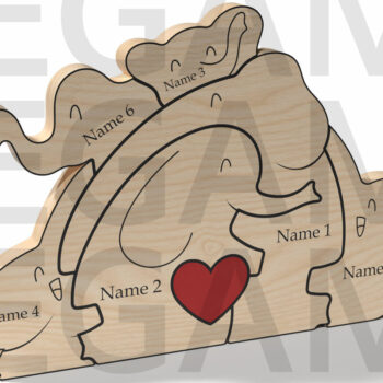 Intra απο ξύλο plywood 3mm-4mm πάχος – Εξατομικευμένο Elephant Family Puzzle Δίασταση  20x20 cm INTRAFABR-121878413 - Image 9