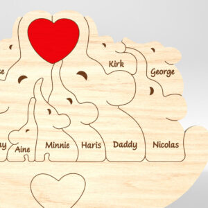 Intra απο ξύλο plywood 3mm-4mm πάχος – Εξατομικευμένο Elephant Family Puzzle Δίασταση 20x20 cm INTRAFABR-99984801