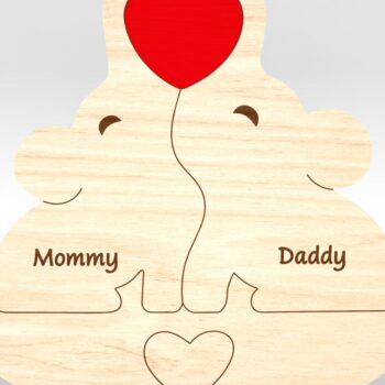 Intra απο ξύλο plywood 3mm-4mm πάχος – Εξατομικευμένο Elephant Family Puzzle Δίασταση  20x20 cm INTRAFABR-99984801 - Image 2