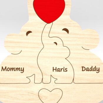 Intra απο ξύλο plywood 3mm-4mm πάχος – Εξατομικευμένο Elephant Family Puzzle Δίασταση  20x20 cm INTRAFABR-99984801 - Image 3