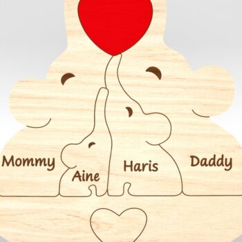 Intra απο ξύλο plywood 3mm-4mm πάχος – Εξατομικευμένο Elephant Family Puzzle Δίασταση  20x20 cm INTRAFABR-99984801 - Image 4