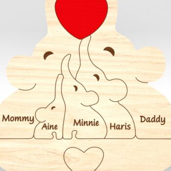 Intra απο ξύλο plywood 3mm-4mm πάχος – Εξατομικευμένο Elephant Family Puzzle Δίασταση  20x20 cm INTRAFABR-99984801 - Image 5