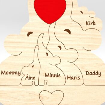 Intra απο ξύλο plywood 3mm-4mm πάχος – Εξατομικευμένο Elephant Family Puzzle Δίασταση  20x20 cm INTRAFABR-99984801 - Image 6