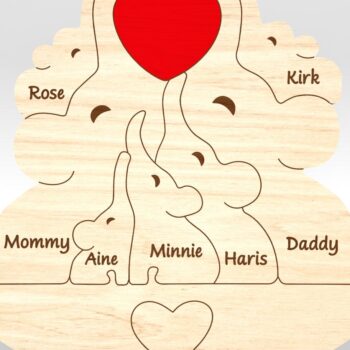 Intra απο ξύλο plywood 3mm-4mm πάχος – Εξατομικευμένο Elephant Family Puzzle Δίασταση  20x20 cm INTRAFABR-99984801 - Image 7