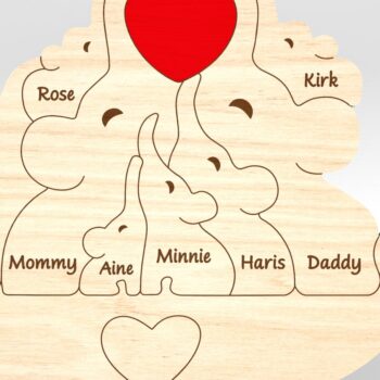 Intra απο ξύλο plywood 3mm-4mm πάχος – Εξατομικευμένο Elephant Family Puzzle Δίασταση  20x20 cm INTRAFABR-99984801 - Image 8