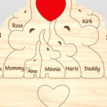 Intra απο ξύλο plywood 3mm-4mm πάχος – Εξατομικευμένο Elephant Family Puzzle Δίασταση  20x20 cm INTRAFABR-99984801 - Image 9