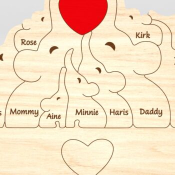 Intra απο ξύλο plywood 3mm-4mm πάχος – Εξατομικευμένο Elephant Family Puzzle Δίασταση  20x20 cm INTRAFABR-99984801 - Image 10