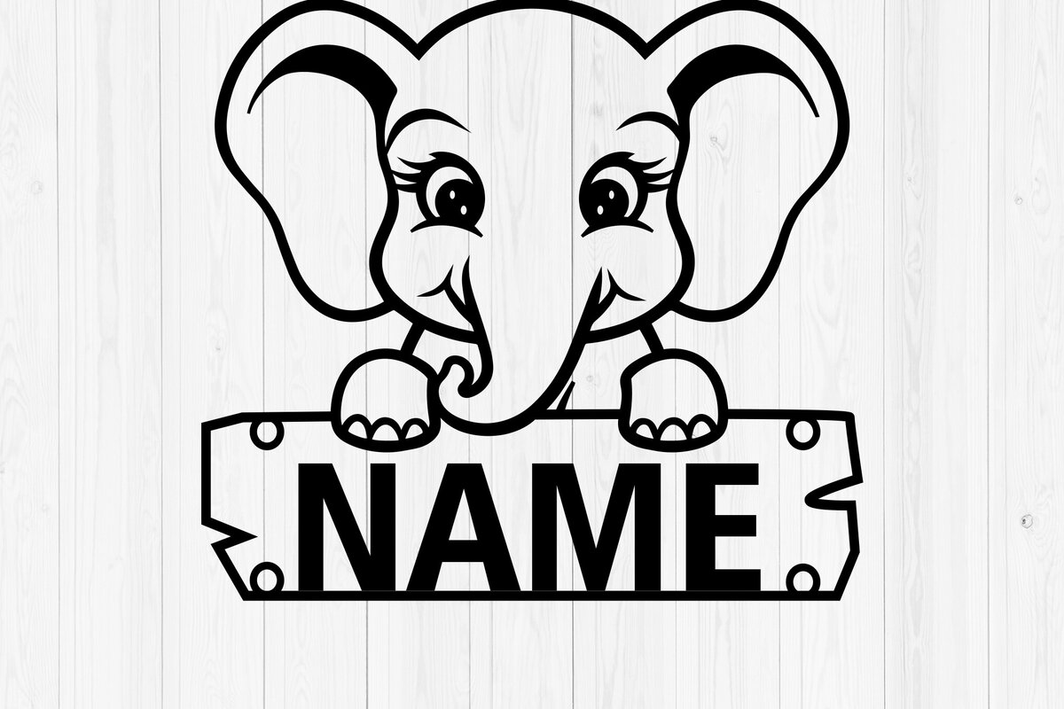 Intra απο ξύλο plywood 3mm-4mm πάχος – Εξατομικευμένη πινακίδα ονόματος ελέφαντα Δίασταση  20x20 cm INTRAFABR-117898472