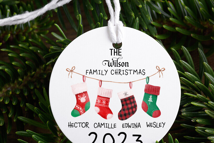 Intra απο ξύλο plywood 3mm-4mm πάχος – Εξατομικευμένο Οικογενειακό Χριστουγεννιάτικο Στολίδι Δίασταση  20x20 cm INTRAFABR-80510514