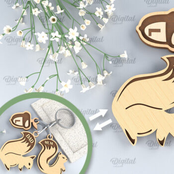 Intra απο ξύλο plywood 3mm-4mm πάχος – Εξατομικευμένη Οικογενειακή Κοπή Λέιζερ Μπρελόκ Δίασταση  5x5 cm INTRAFABR-96001950 - Image 1