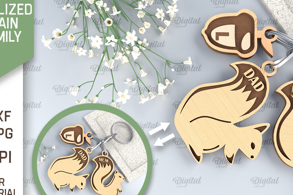 Intra απο ξύλο plywood 3mm-4mm πάχος – Εξατομικευμένη Οικογενειακή Κοπή Λέιζερ Μπρελόκ Δίασταση  5x5 cm INTRAFABR-96001950