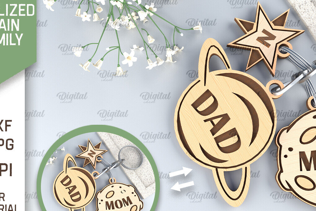 Intra απο ξύλο plywood 3mm-4mm πάχος – Εξατομικευμένη Οικογενειακή Κοπή Λέιζερ Μπρελόκ Δίασταση  5x5 cm INTRAFABR-96002008