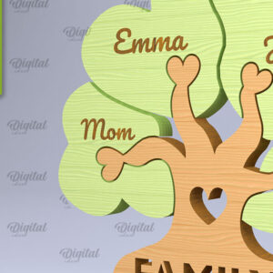 Intra απο ξύλο plywood 3mm-4mm πάχος – Εξατομικευμένο Family Puzzle Cut Laser Δίασταση 20x20 cm INTRAFABR-90813245