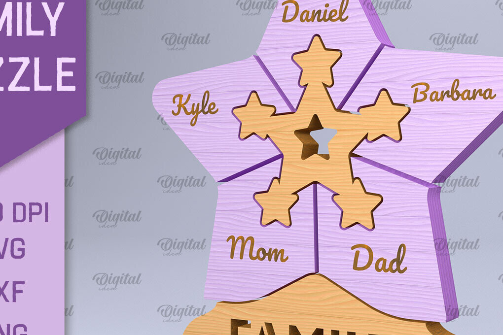 Intra απο ξύλο plywood 3mm-4mm πάχος – Εξατομικευμένο Family Puzzle Cut Laser Δίασταση  20x20 cm INTRAFABR-90813288