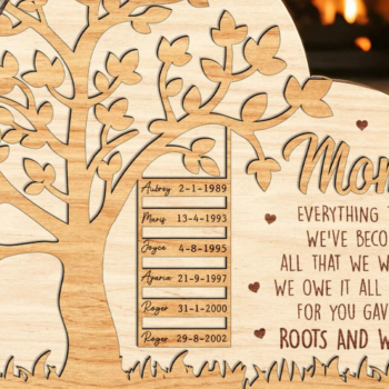 Intra απο ξύλο plywood 3mm-4mm πάχος – Εξατομικευμένο σημάδι οικογενειακού δέντρου Δίασταση 20x20 cm INTRAFABR-117940720 - Image 4