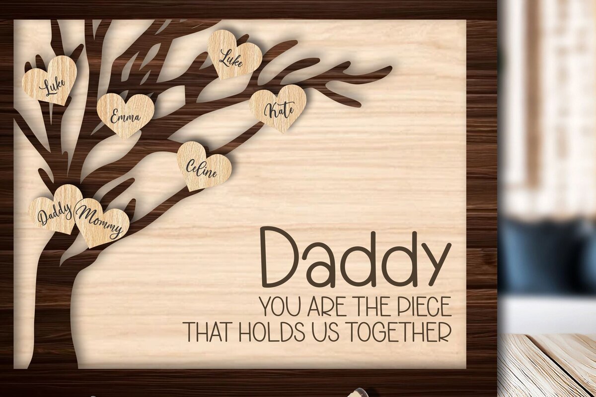 Intra απο ξύλο plywood 3mm-4mm πάχος – Εξατομικευμένο σημάδι οικογενειακού δέντρου Δίασταση  20x20 cm INTRAFABR-116833750