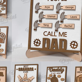 Intra απο ξύλο plywood 3mm-4mm πάχος – Εξατομικευμένη δέσμη σημαδιών για τη γιορτή του πατέρα Δίασταση  20x20 cm INTRAFABR-119546791 - Image 1