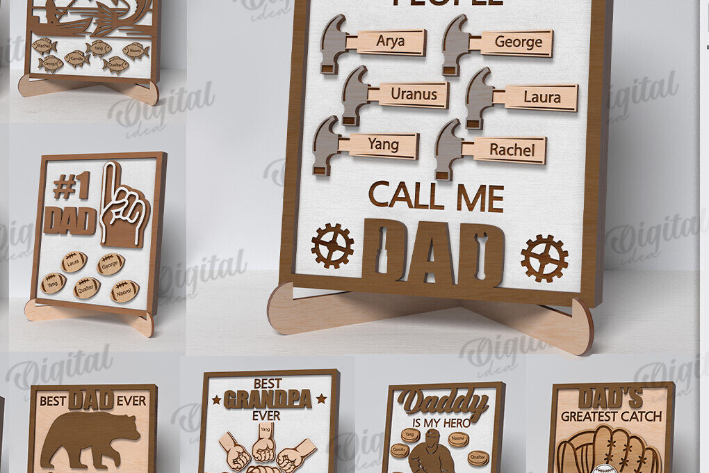 Intra απο ξύλο plywood 3mm-4mm πάχος – Εξατομικευμένη δέσμη σημαδιών για τη γιορτή του πατέρα Δίασταση  20x20 cm INTRAFABR-119546791