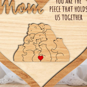 Intra απο ξύλο plywood 3mm-4mm πάχος – Εξατομικευμένο Floral Bear Family Δίασταση 20x20 cm INTRAFABR-117970641