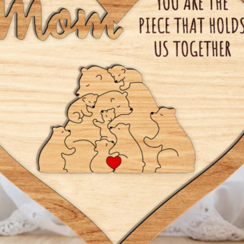 Intra απο ξύλο plywood 3mm-4mm πάχος – Εξατομικευμένο Floral Bear Family Δίασταση 20x20 cm INTRAFABR-117970641 - Image 1