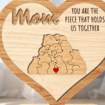 Intra απο ξύλο plywood 3mm-4mm πάχος – Εξατομικευμένο Floral Bear Family Δίασταση 20x20 cm INTRAFABR-117970641 - Image 2