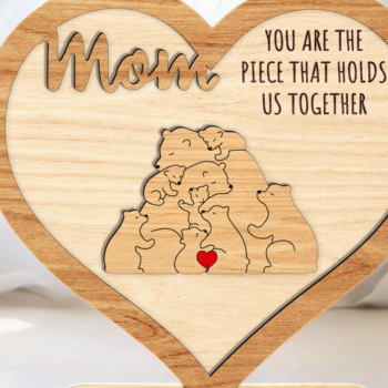 Intra απο ξύλο plywood 3mm-4mm πάχος – Εξατομικευμένο Floral Bear Family Δίασταση 20x20 cm INTRAFABR-117970641 - Image 3