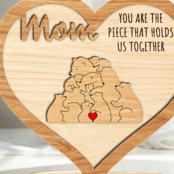 Intra απο ξύλο plywood 3mm-4mm πάχος – Εξατομικευμένο Floral Bear Family Δίασταση 20x20 cm INTRAFABR-117970641 - Image 4