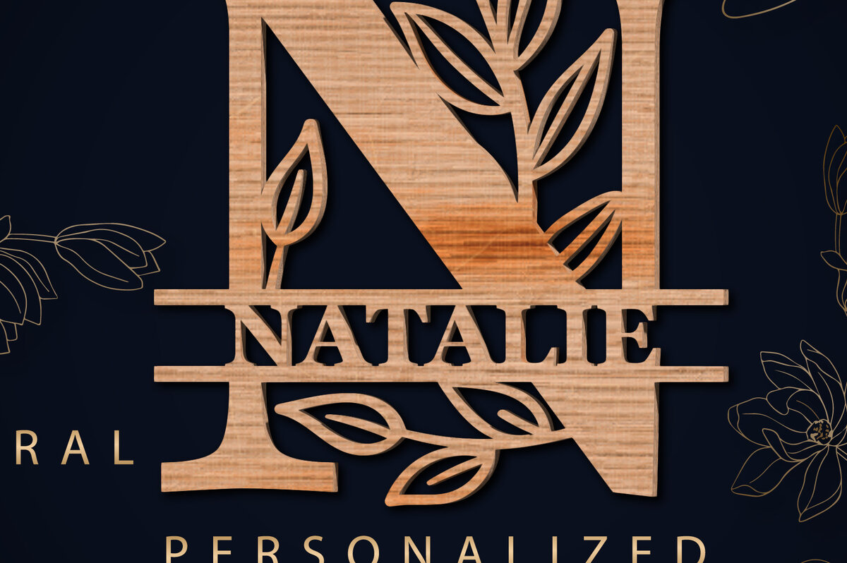 Intra απο ξύλο plywood 3mm-4mm πάχος – Εξατομικευμένο Floral Monogram Alphabet Δίασταση  20x20 cm INTRAFABR-68927002