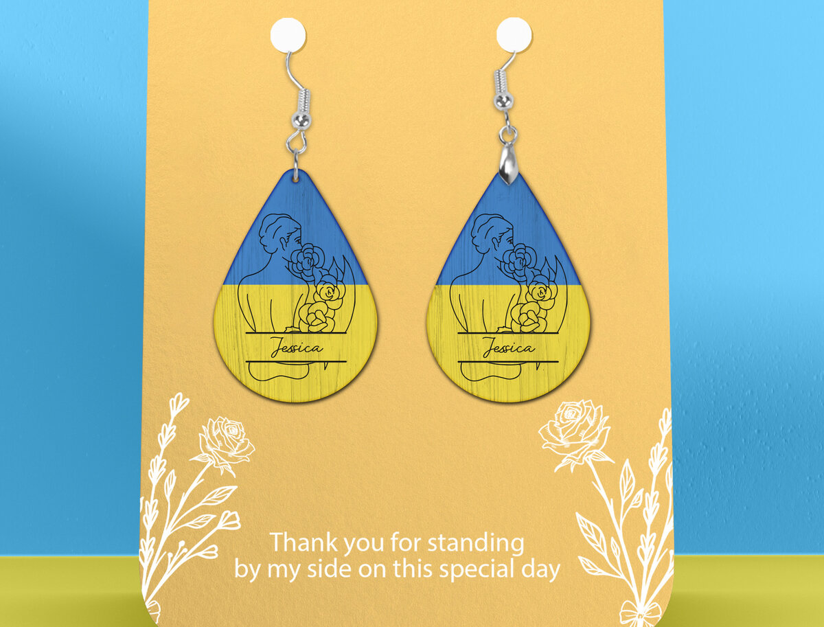 Intra απο ξύλο plywood 3mm-4mm πάχος – Εξατομικευμένο φλοράλ σκουλαρίκι Ουκρανίας Δίασταση  5x5 cm INTRAFABR-26596389