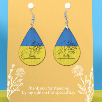 Intra απο ξύλο plywood 3mm-4mm πάχος – Εξατομικευμένο φλοράλ σκουλαρίκι Ουκρανίας Δίασταση  5x5 cm INTRAFABR-26597911 - Image 1