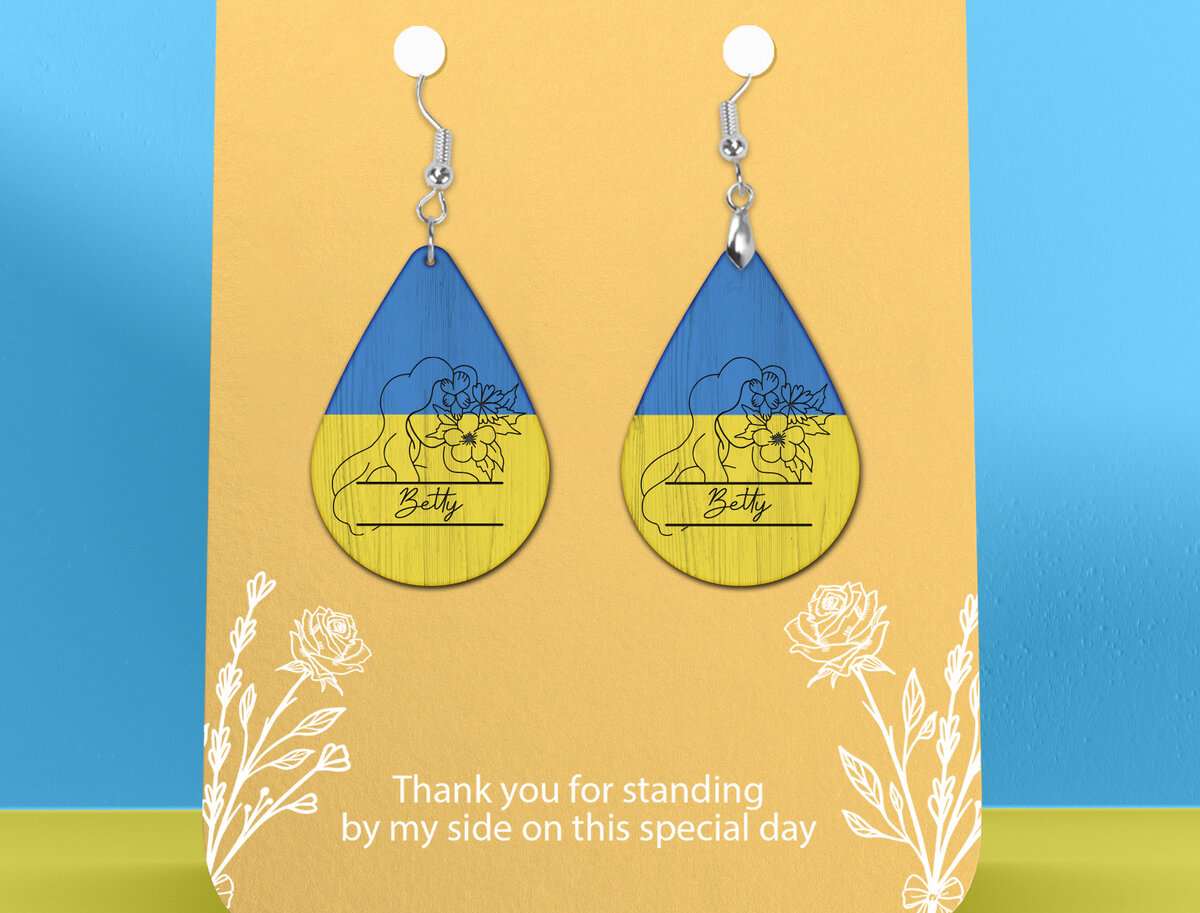 Intra απο ξύλο plywood 3mm-4mm πάχος – Εξατομικευμένο φλοράλ σκουλαρίκι Ουκρανίας Δίασταση  5x5 cm INTRAFABR-26597911