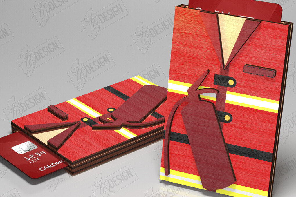 Intra απο ξύλο plywood 3mm-4mm πάχος – Εξατομικευμένη θήκη δωροκάρτας | Πυροσβέστης Δίασταση  20x20 cm INTRAFABR-121130292