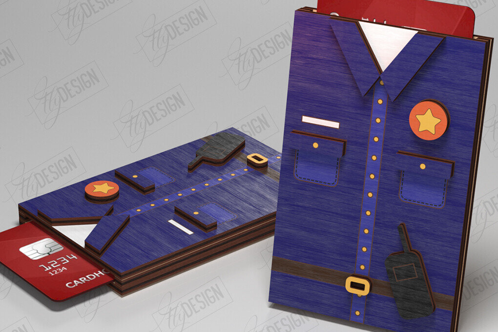 Intra απο ξύλο plywood 3mm-4mm πάχος – Εξατομικευμένη Κάτοχος Δωροκάρτας |Policeman Δίασταση  20x20 cm INTRAFABR-121130296