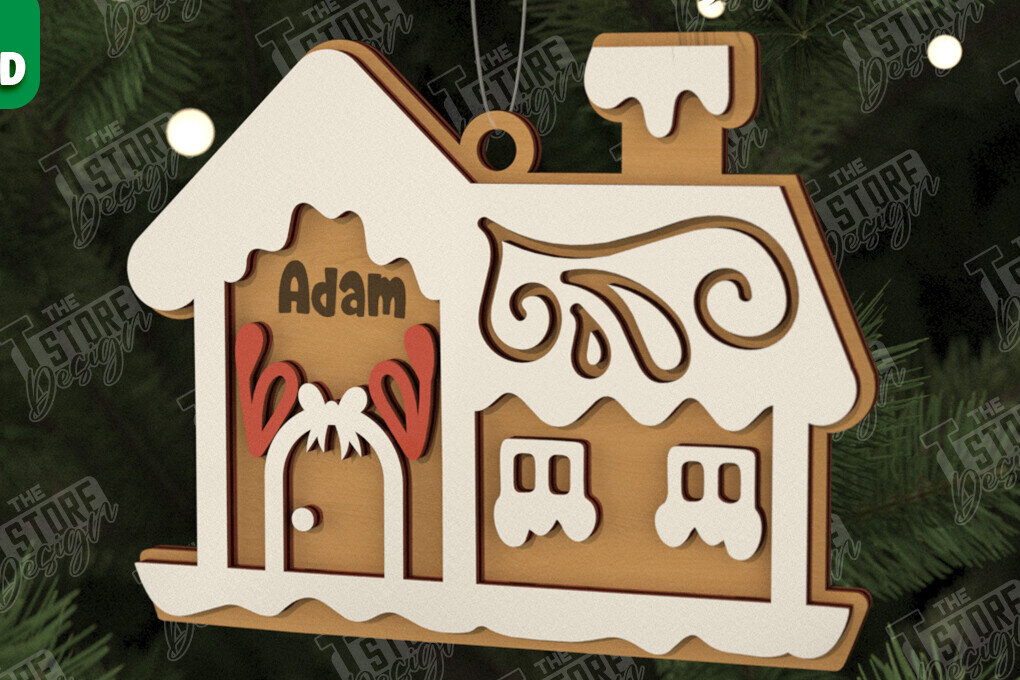 Intra απο ξύλο plywood 3mm-4mm πάχος – Εξατομικευμένο στολίδι Gingerbread House Δίασταση  20x20 cm INTRAFABR-106125424