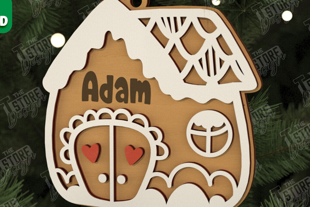 Intra απο ξύλο plywood 3mm-4mm πάχος – Εξατομικευμένο στολίδι Gingerbread House Δίασταση  20x20 cm INTRAFABR-106125487