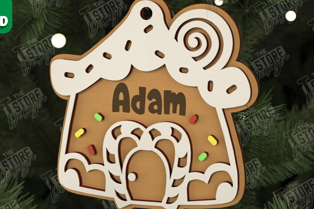 Intra απο ξύλο plywood 3mm-4mm πάχος – Εξατομικευμένο στολίδι Gingerbread House Δίασταση  20x20 cm INTRAFABR-106125286